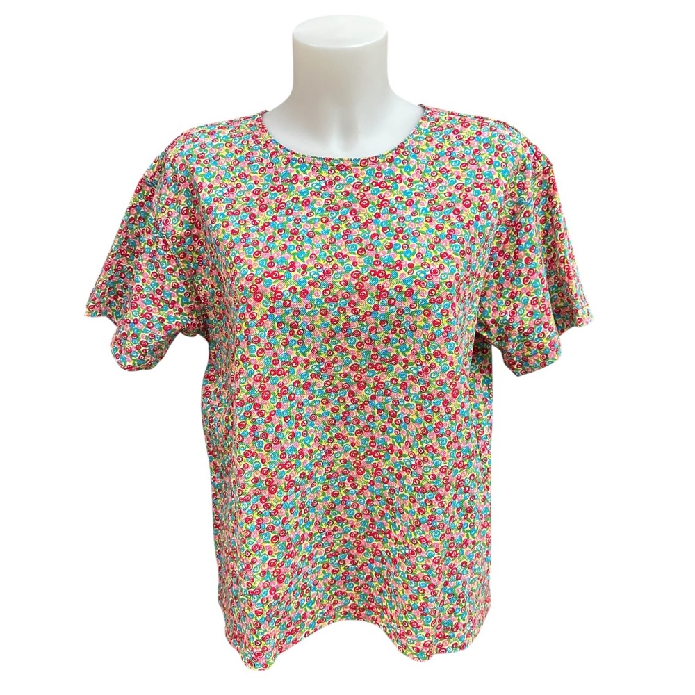 Lilly Pulitizer‎ Vintage Ditsy Floral Shirt Round Neck Multicolor sz L